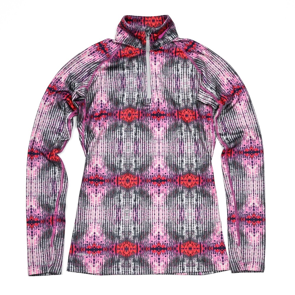 Nike Pro Combat Athletic Top X Small Fitted Pink Aztec Southwest Dri-Fit 1/4 Zip